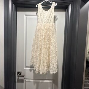 Elegant Cream Lace Kids Formal Dress